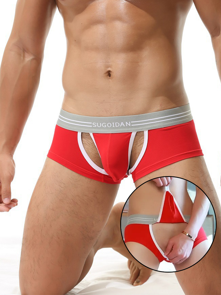 3 Pack Men's Sexy Cutout Trunks with Lift-up Pouch | dmunderwear detail image 6