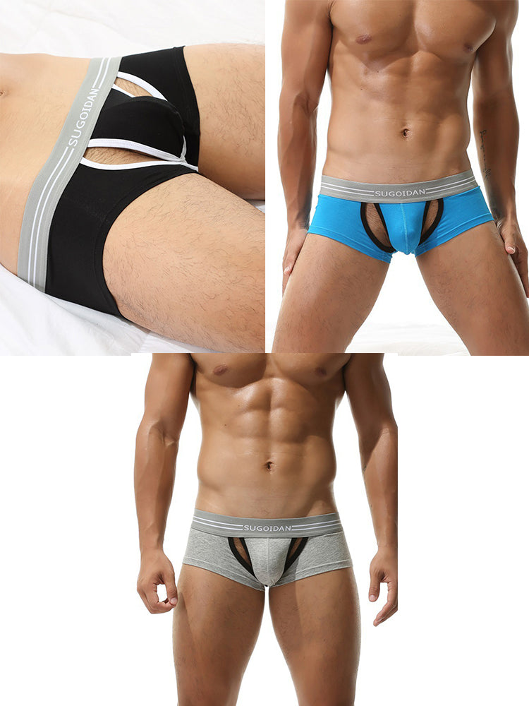 3 Pack Men's Sexy Cutout Trunks with Lift-up Pouch | dmunderwear detail image 8