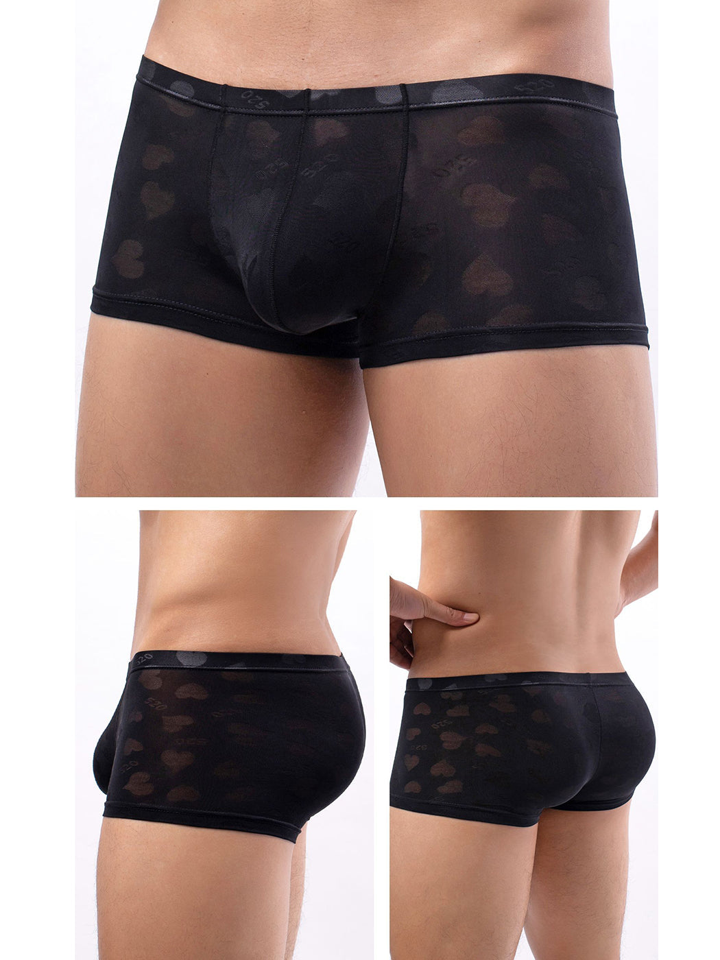 3- Pack Men's Sexy Heart Mesh Trunks | dmunderwear detail image 19