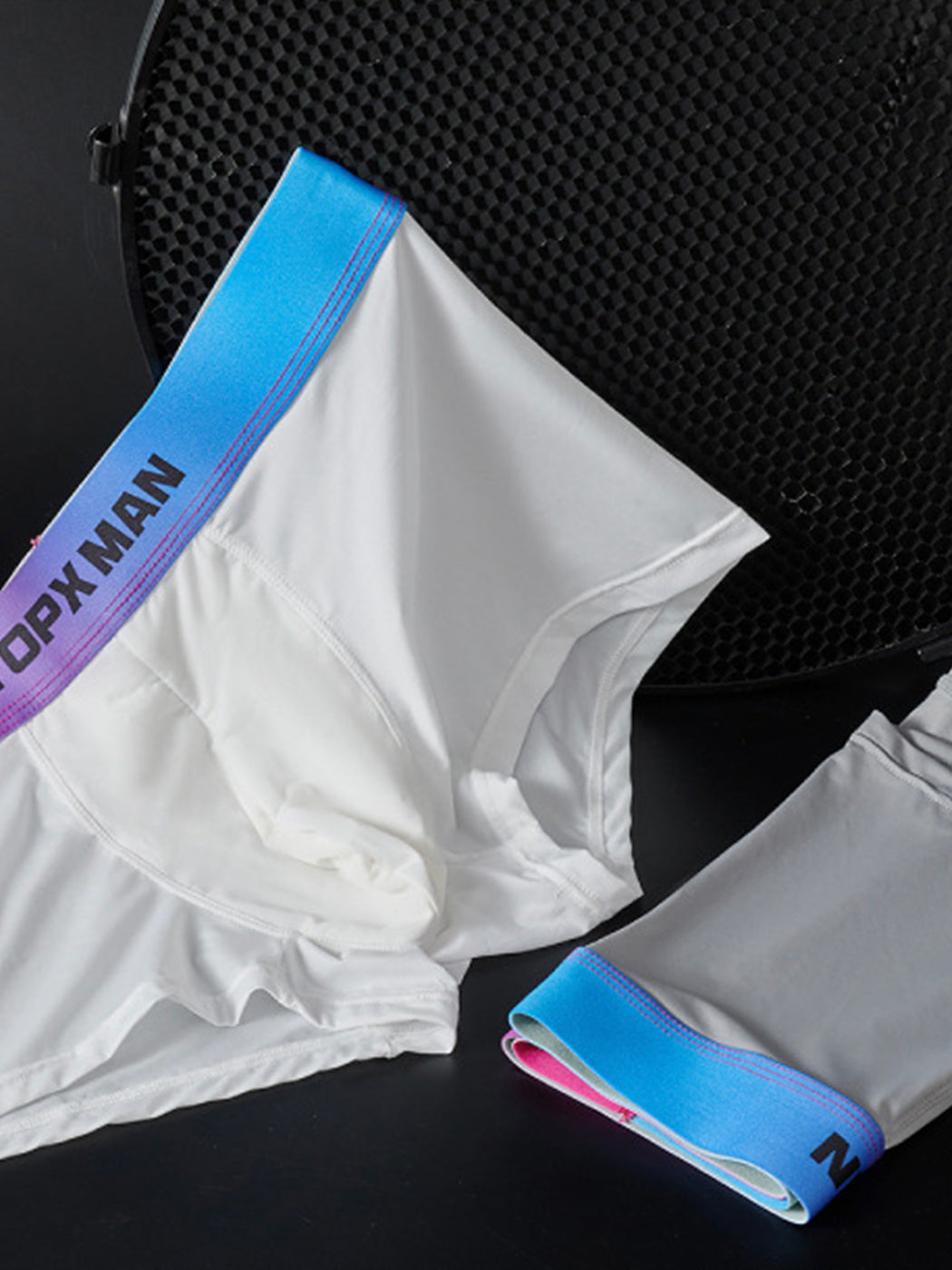 3 Pack Men's U Pouch Trunks with Ombre Belt | dmunderwear detail image 11