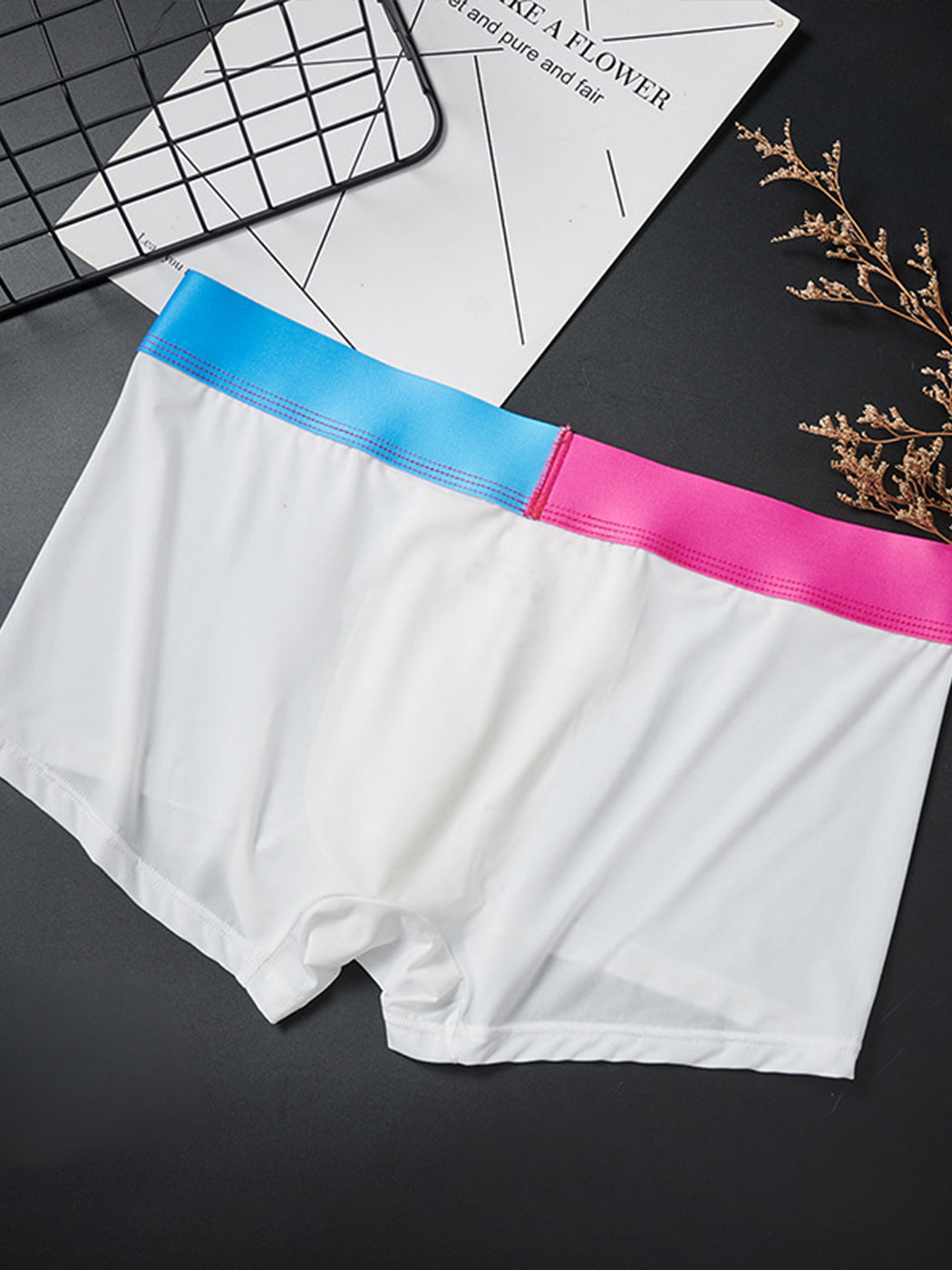 3 Pack Men's U Pouch Trunks with Ombre Belt | dmunderwear detail image 15