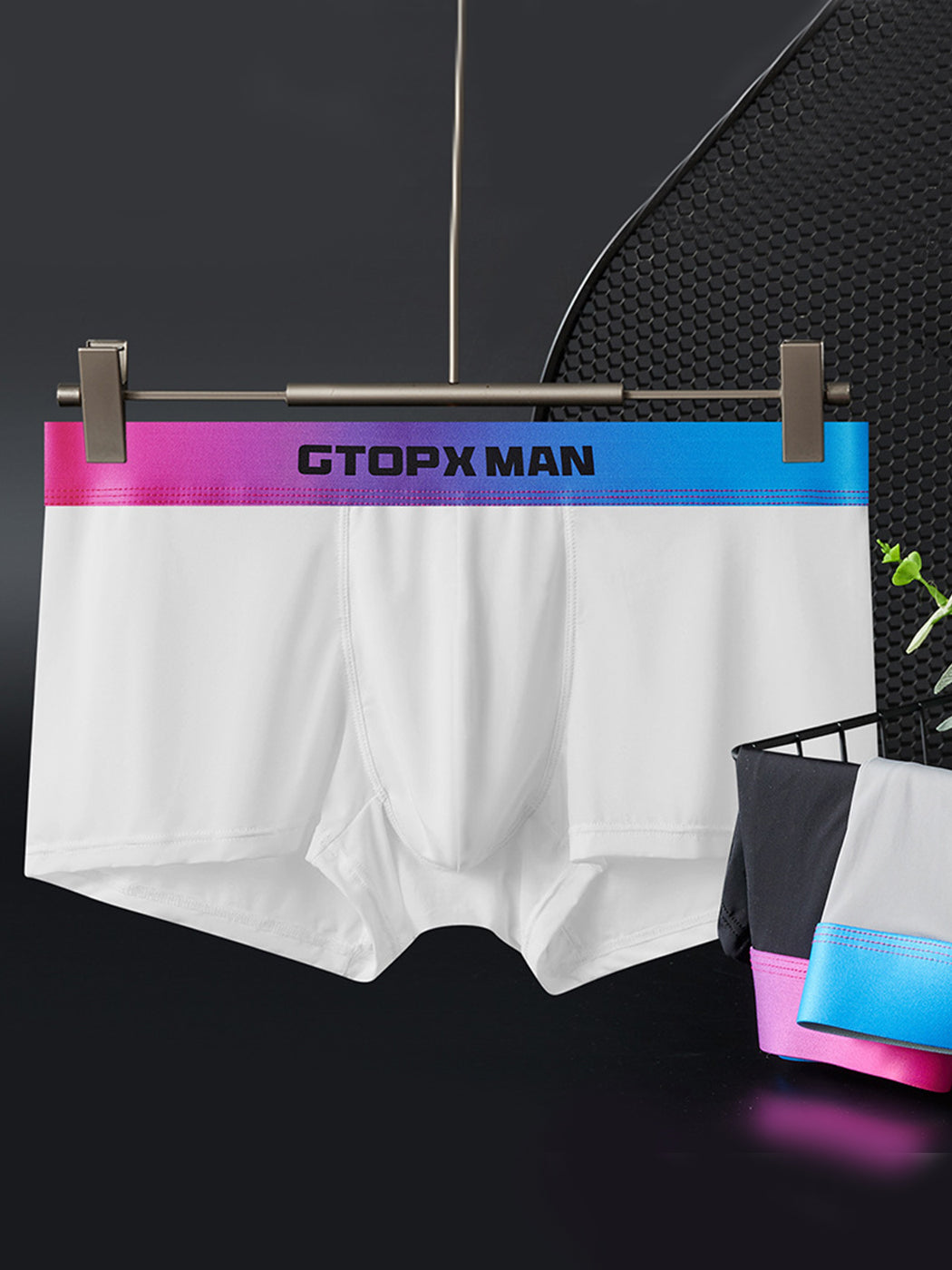 3 Pack Men's U Pouch Trunks with Ombre Belt | dmunderwear detail image 17