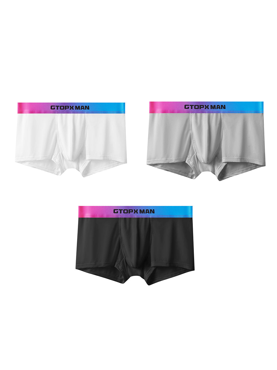 3 Pack Men's U Pouch Trunks with Ombre Belt | dmunderwear detail image 2