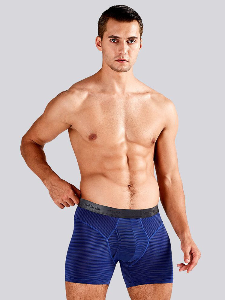 2 Pack Men's 3-Way Lift Icy Silk Striped Ultra Comfort & Breathable Boxer Briefs | dmunderwear