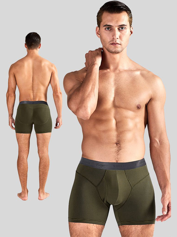 2 Pack Men's 3-Way Lift Icy Silk Striped Ultra Comfort & Breathable Boxer Briefs | dmunderwear detail image 11