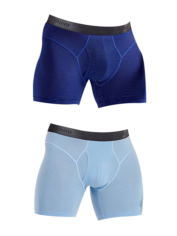 2 Pack Men's 3-Way Lift Icy Silk Striped Ultra Comfort & Breathable Boxer Briefs | dmunderwear detail image 12
