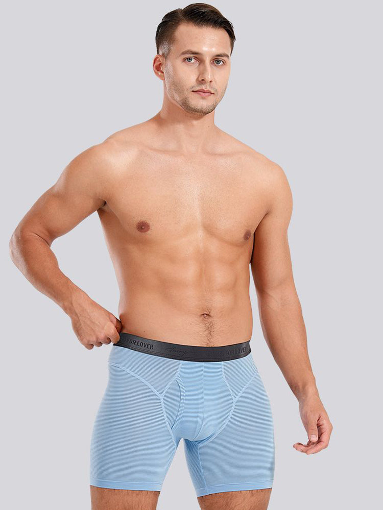 2 Pack Men's 3-Way Lift Icy Silk Striped Ultra Comfort & Breathable Boxer Briefs | dmunderwear detail image 14