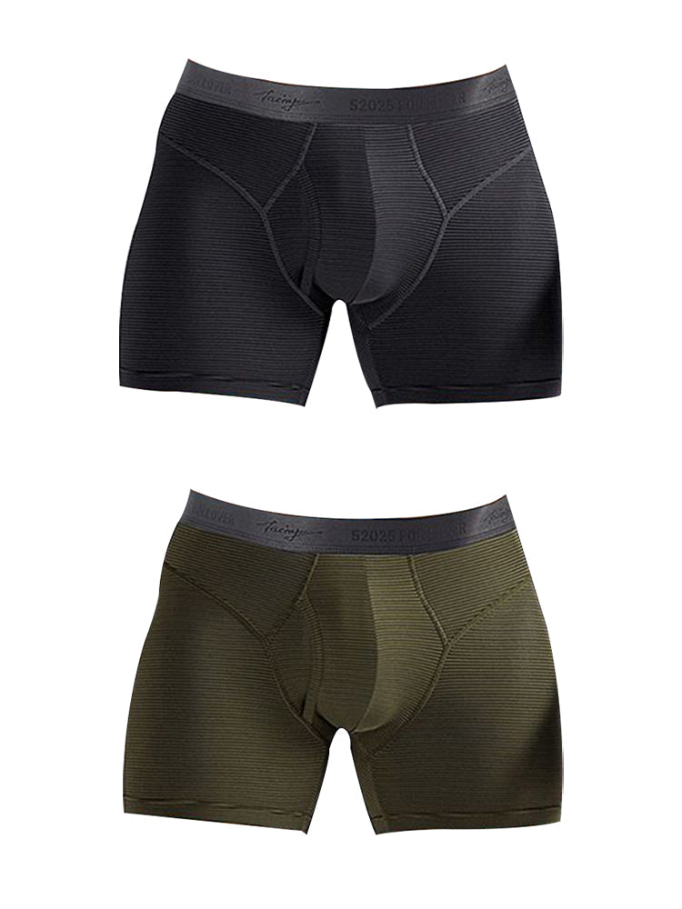 2 Pack Men's 3-Way Lift Icy Silk Striped Ultra Comfort & Breathable Boxer Briefs | dmunderwear detail image 17