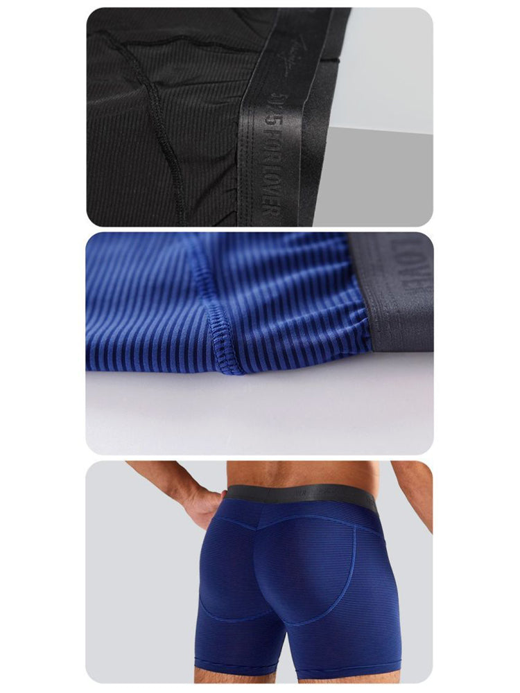 2 Pack Men's 3-Way Lift Icy Silk Striped Ultra Comfort & Breathable Boxer Briefs | dmunderwear detail image 18