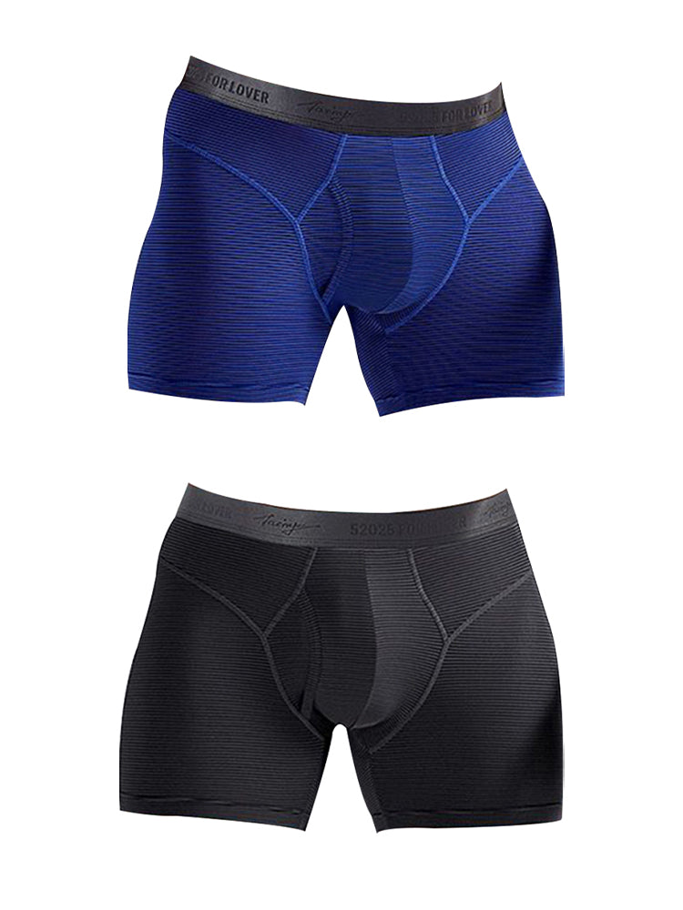 2 Pack Men's 3-Way Lift Icy Silk Striped Ultra Comfort & Breathable Boxer Briefs | dmunderwear detail image 2
