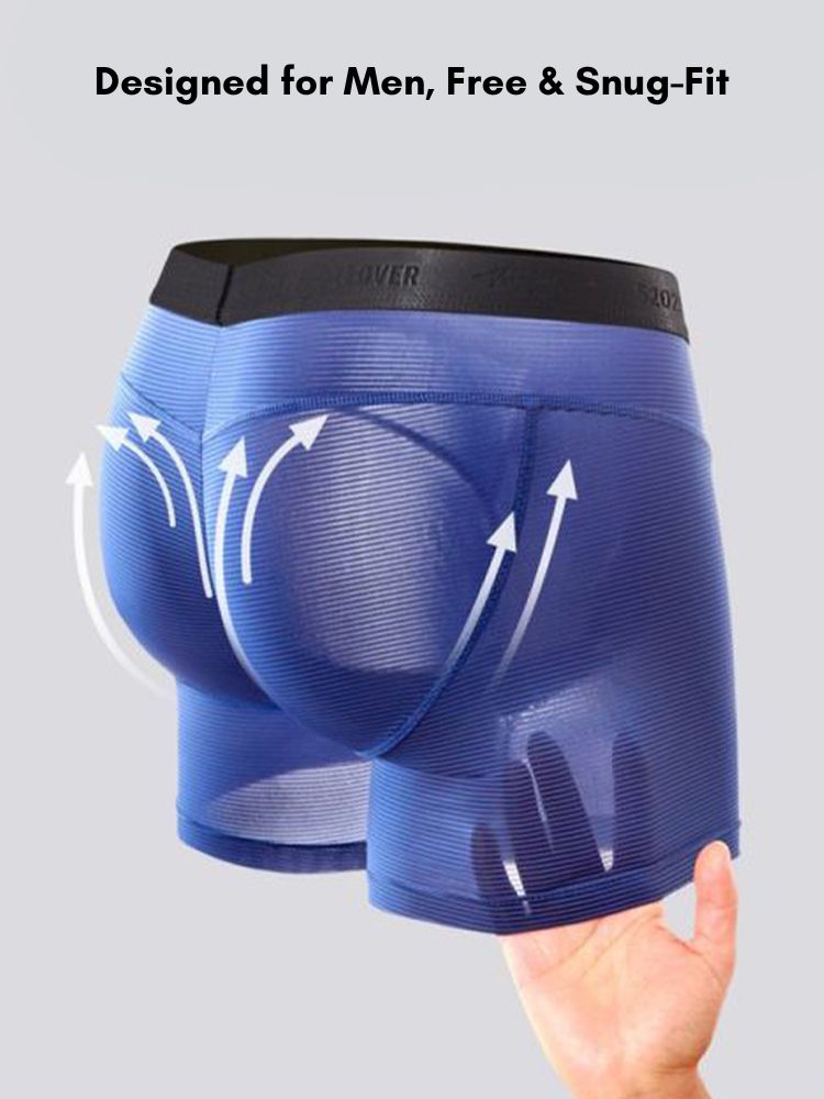 2 Pack Men's 3-Way Lift Icy Silk Striped Ultra Comfort & Breathable Boxer Briefs | dmunderwear detail image 4