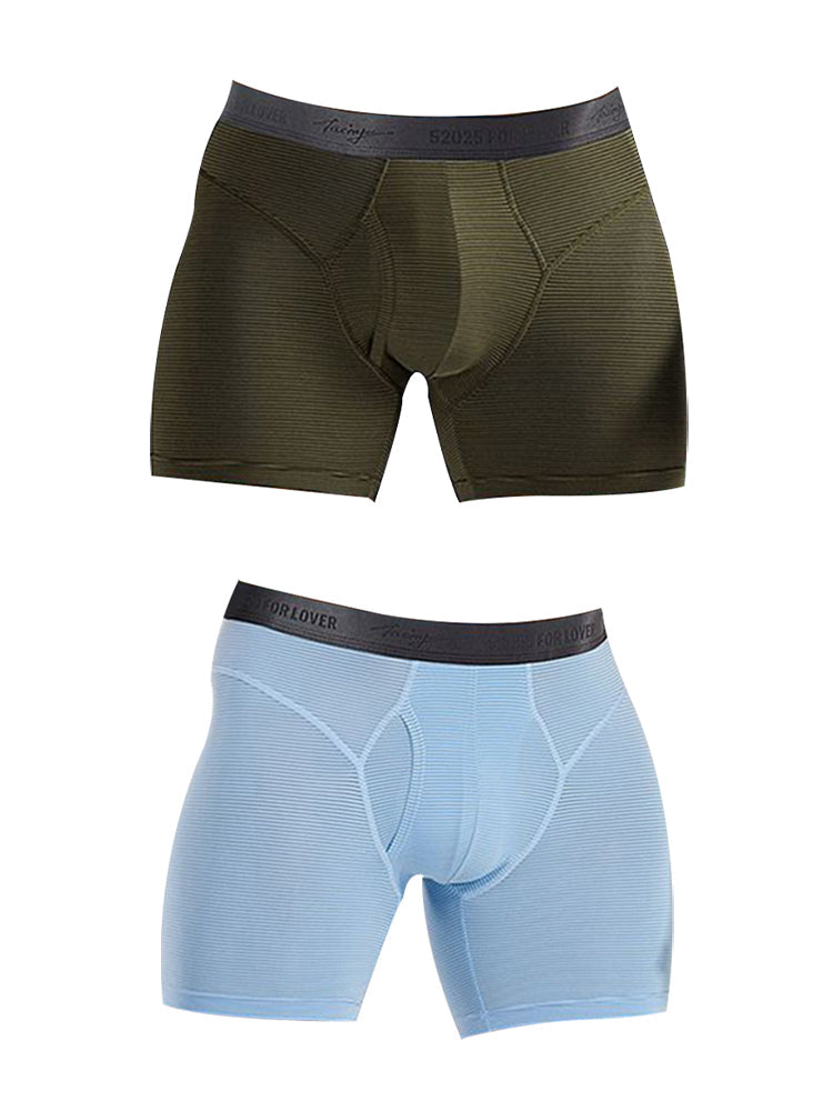 2 Pack Men's 3-Way Lift Icy Silk Striped Ultra Comfort & Breathable Boxer Briefs | dmunderwear detail image 7