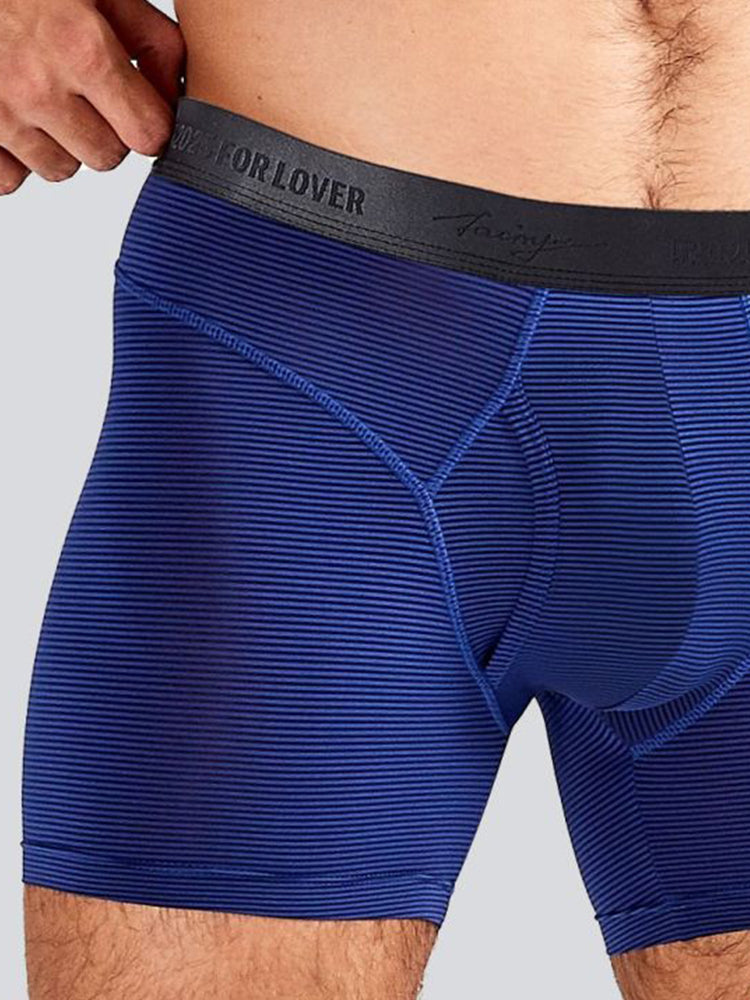 2 Pack Men's 3-Way Lift Icy Silk Striped Ultra Comfort & Breathable Boxer Briefs | dmunderwear detail image 8