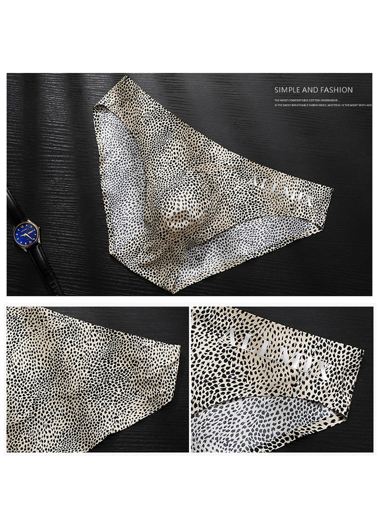 3 Pack ALLMIX Men's 3D Pouch Sexy Leopard Print Ice Silk Briefs | dmunderwear detail image 15