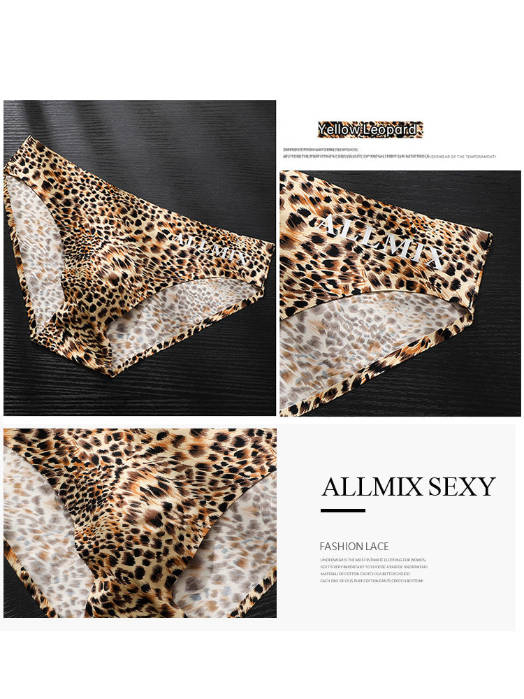 3 Pack ALLMIX Men's 3D Pouch Sexy Leopard Print Ice Silk Briefs | dmunderwear detail image 16