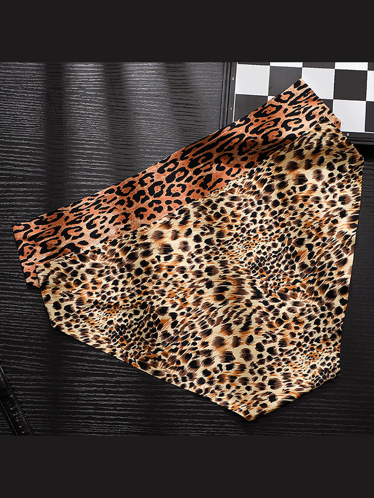 3 Pack ALLMIX Men's 3D Pouch Sexy Leopard Print Ice Silk Briefs | dmunderwear detail image 6