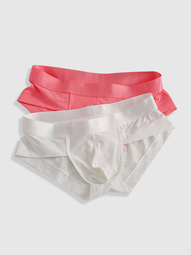3 Pack Men's Cooling Silktech Briefs - U-Pouch Design & Checkered Antibacterial Lining | dmunderwear detail image 10