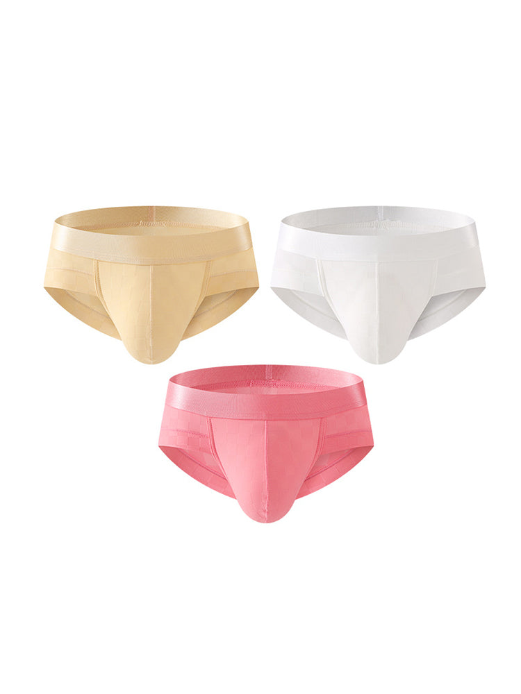 3 Pack Men's Cooling Silktech Briefs - U-Pouch Design & Checkered Antibacterial Lining | dmunderwear detail image 12