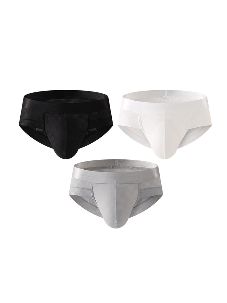 3 Pack Men's Cooling Silktech Briefs - U-Pouch Design & Checkered Antibacterial Lining | dmunderwear detail image 7