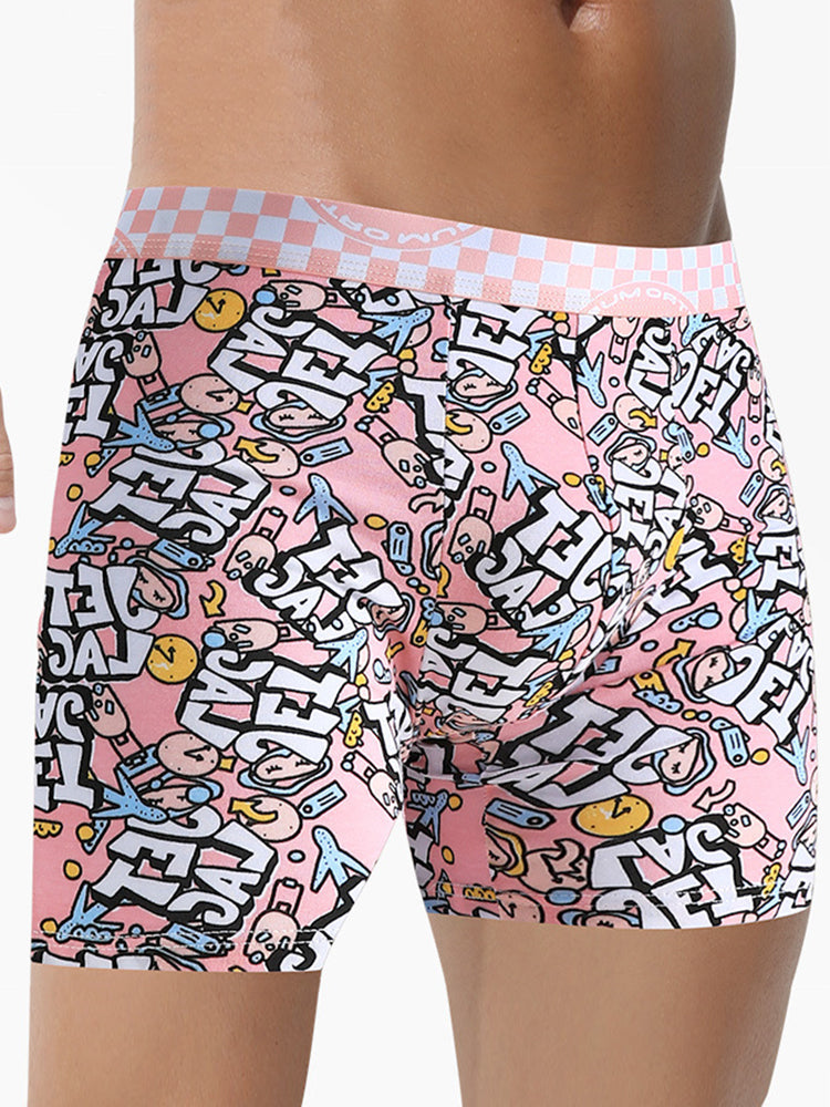 3 Pack Men's Anti-Chafing Stay-Put Fit Bold Prints Skin-Friendly Premium Cotton Boxers Briefs | dmunderwear detail image 3