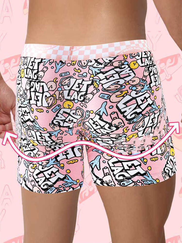 3 Pack Men's Anti-Chafing Stay-Put Fit Bold Prints Skin-Friendly Premium Cotton Boxers Briefs | dmunderwear detail image 4