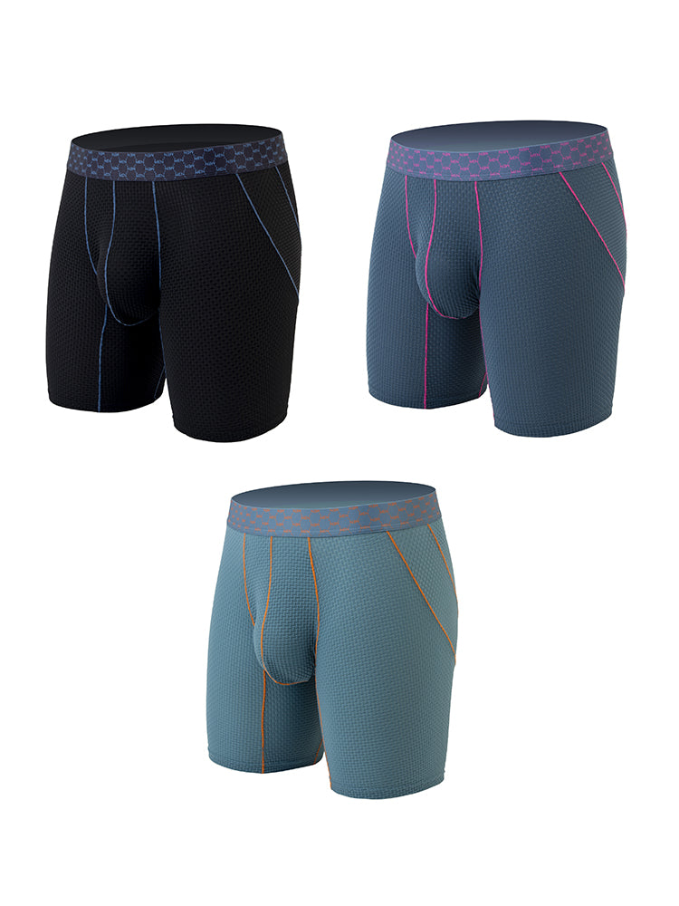 3 Pack Men's Anti-chafing Waffle Boxer Briefs | dmunderwear detail image 14