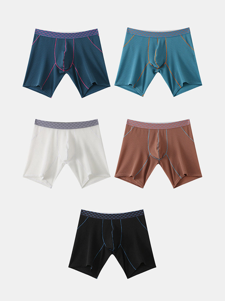 3 Pack Men's Anti-chafing Waffle Boxer Briefs | dmunderwear detail image 16