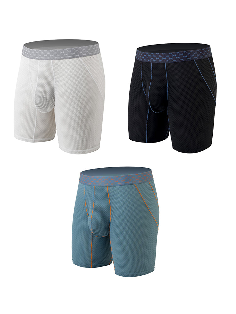 3 Pack Men's Anti-chafing Waffle Boxer Briefs | dmunderwear detail image 2