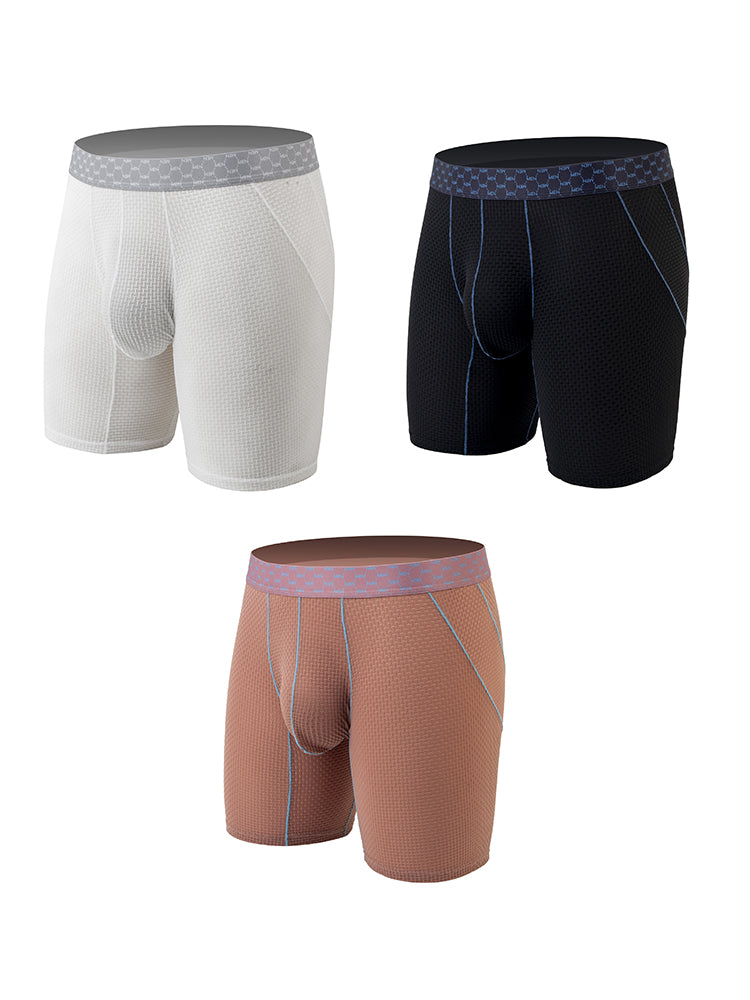 3 Pack Men's Anti-chafing Waffle Boxer Briefs | dmunderwear detail image 20