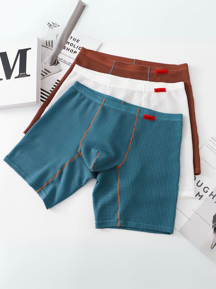 3 Pack Men's Anti-chafing Waffle Boxer Briefs | dmunderwear detail image 4