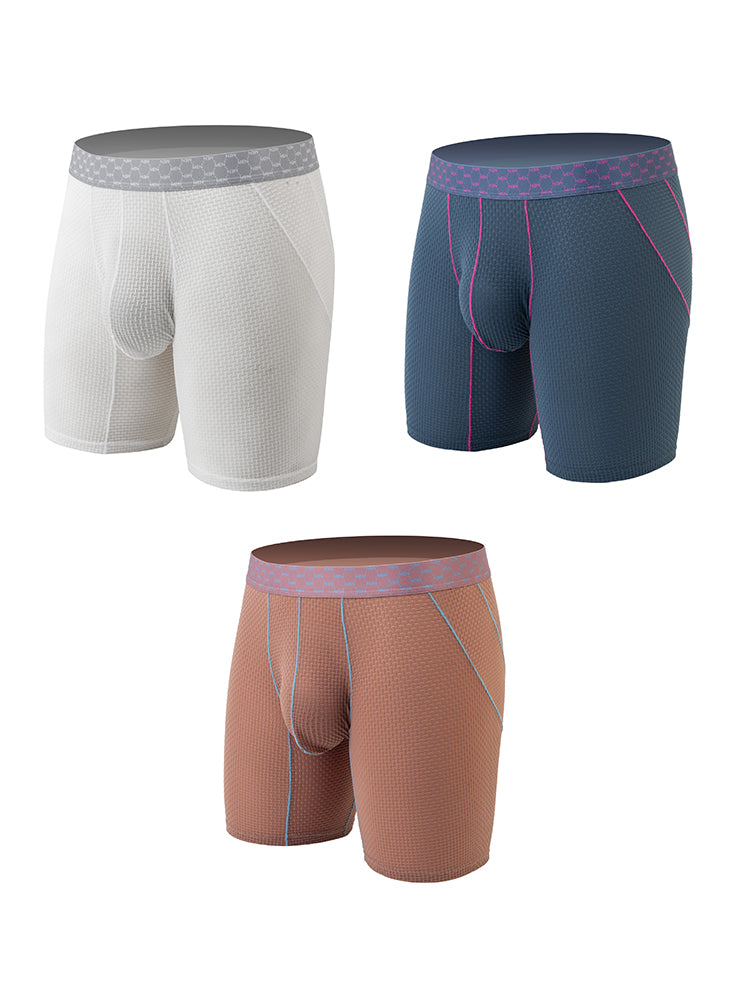 3 Pack Men's Anti-chafing Waffle Boxer Briefs | dmunderwear detail image 8