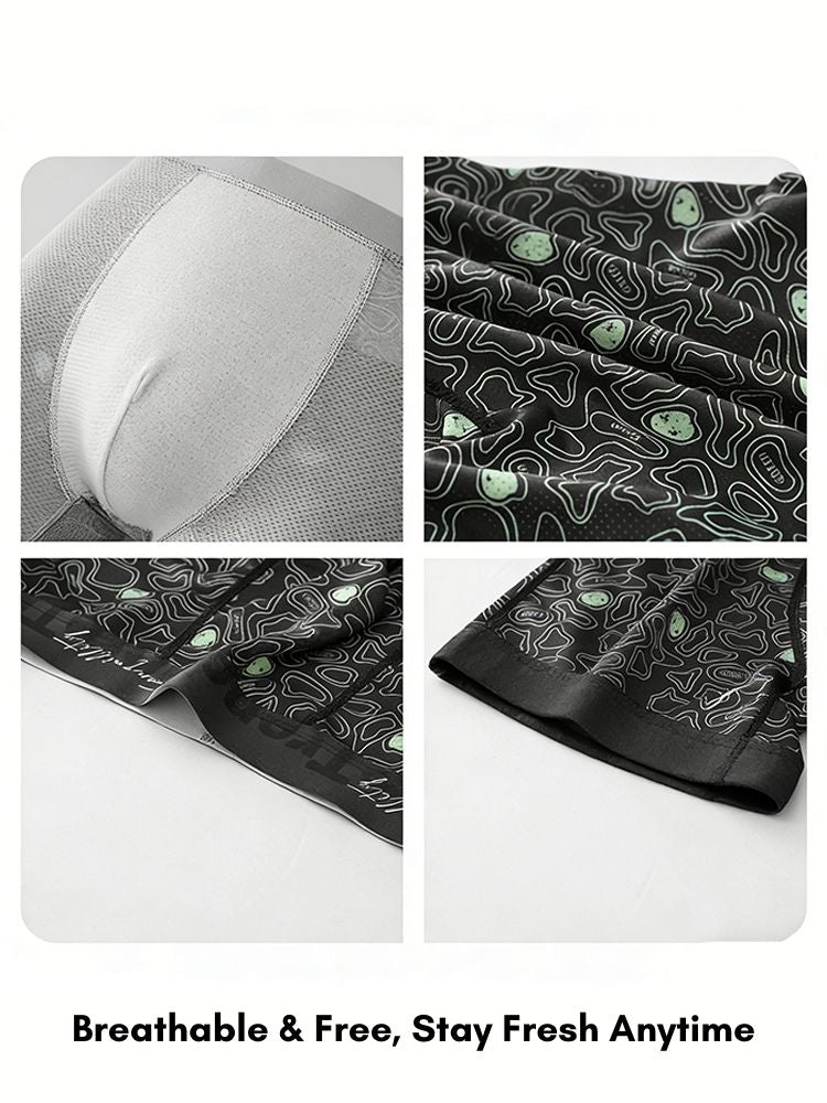 3 Pack Men's Bold Prints Antibacterial Cooling Touch All-Season Boxer Briefs | dmunderwear detail image 11