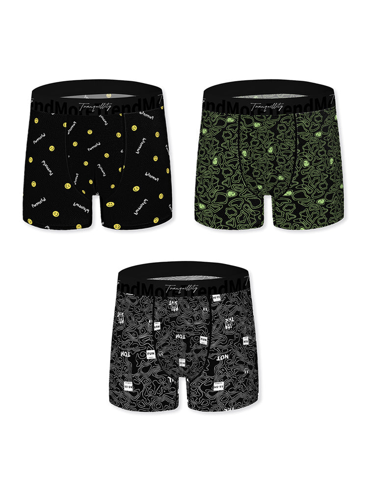 3 Pack Men's Bold Prints Antibacterial Cooling Touch All-Season Boxer Briefs | dmunderwear detail image 12