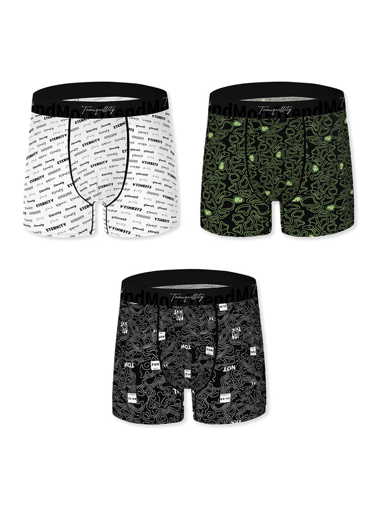 3 Pack Men's Bold Prints Antibacterial Cooling Touch All-Season Boxer Briefs | dmunderwear detail image 17