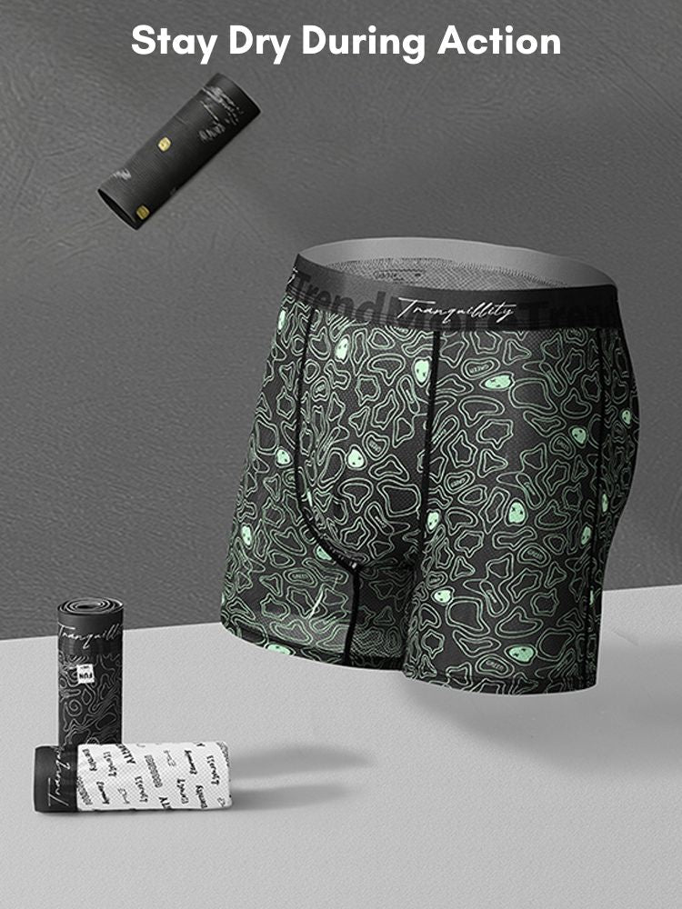 3 Pack Men's Bold Prints Antibacterial Cooling Touch All-Season Boxer Briefs | dmunderwear detail image 5
