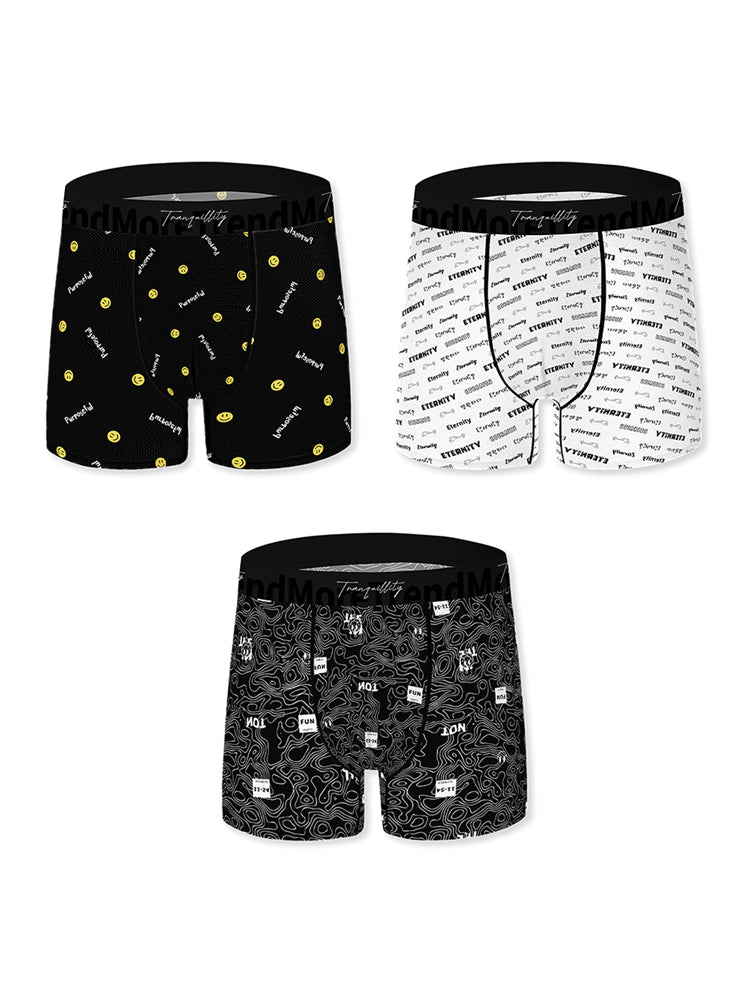 3 Pack Men's Bold Prints Antibacterial Cooling Touch All-Season Boxer Briefs | dmunderwear detail image 7