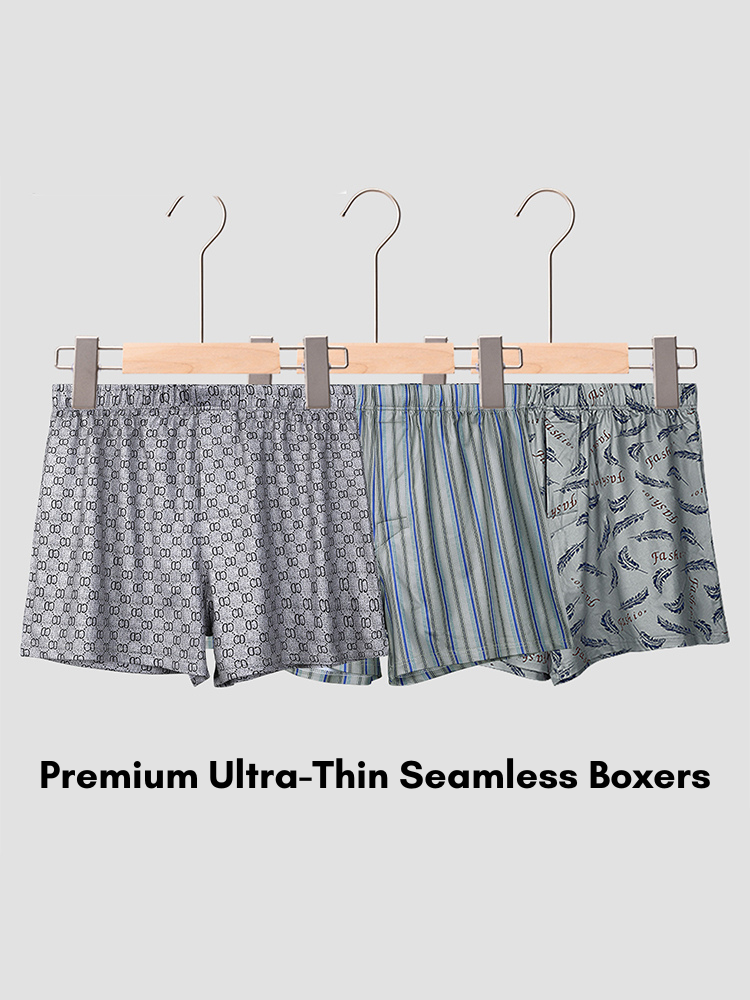 3 Pack Men's Breathable Anti-Chafing Comfy Waistband Mid-Rise Boxer Shorts | dmunderwear detail image 6