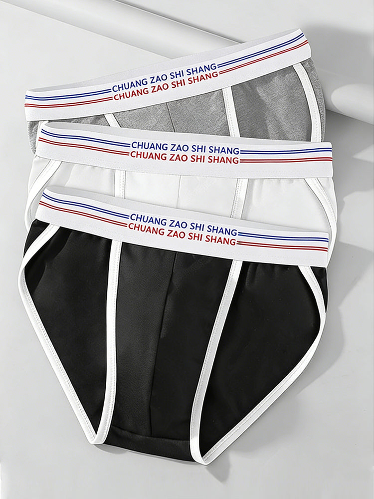 3 Pack Men's Breathable Cotton Stay-Put Fit Daily Stretch Bikini | dmunderwear detail image 12