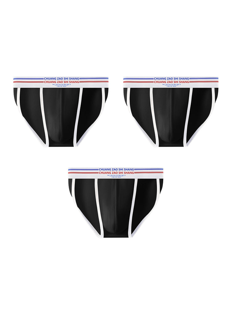 3 Pack Men's Breathable Cotton Stay-Put Fit Daily Stretch Bikini | dmunderwear detail image 14