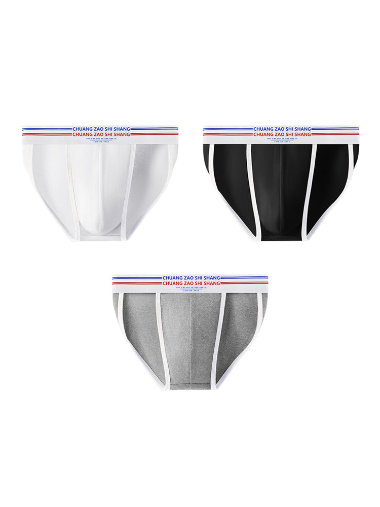 3 Pack Men's Breathable Cotton Stay-Put Fit Daily Stretch Bikini | dmunderwear detail image 2
