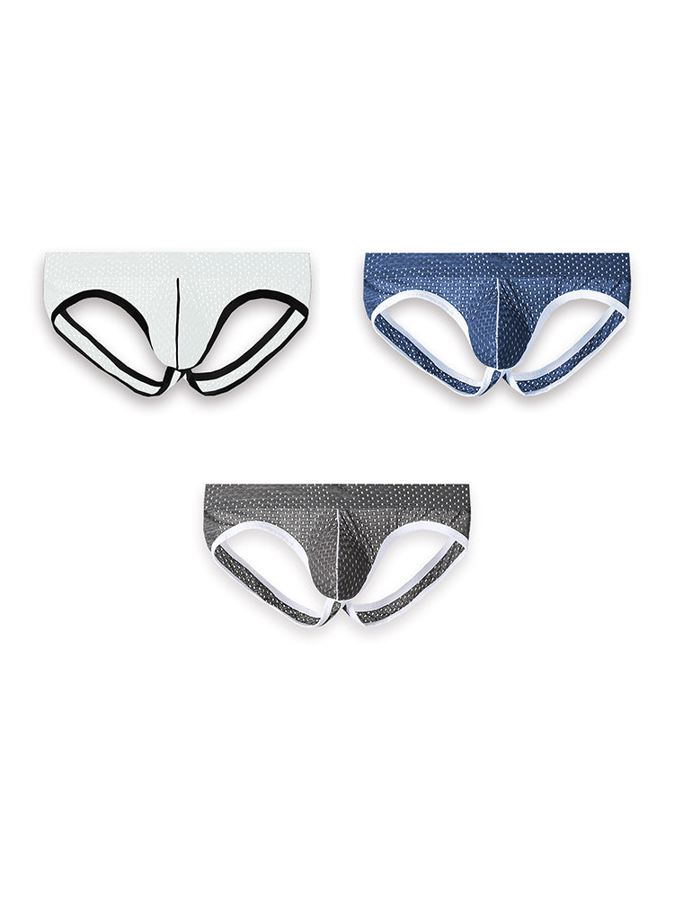 3 Pack Men's Breathable Mesh Ice Silk Sexy Stretch Fit Jockstrap | dmunderwear detail image 14