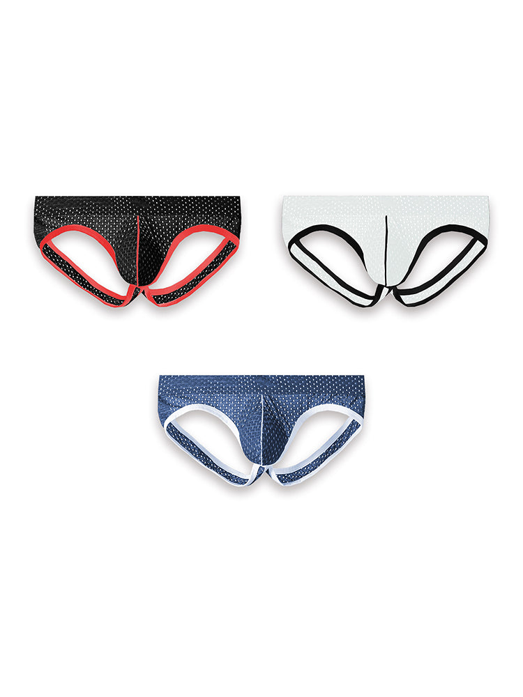 3 Pack Men's Breathable Mesh Ice Silk Sexy Stretch Fit Jockstrap | dmunderwear detail image 2