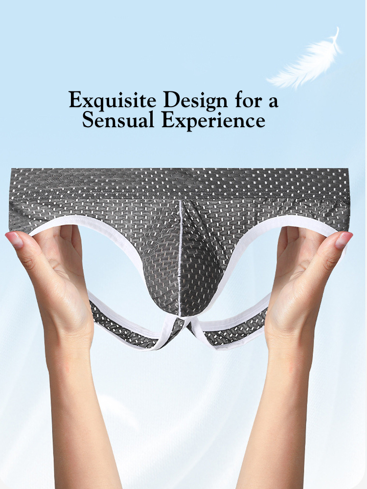 3 Pack Men's Breathable Mesh Ice Silk Sexy Stretch Fit Jockstrap | dmunderwear detail image 4