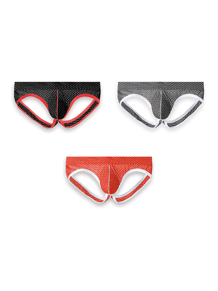 3 Pack Men's Breathable Mesh Ice Silk Sexy Stretch Fit Jockstrap | dmunderwear detail image 8