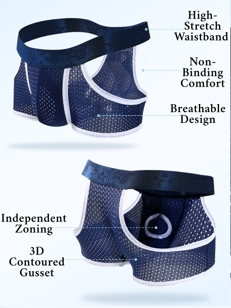 3 Pack Men's Breathable Mesh Lightweight & Airy Supportive Fit Trunks | dmunderwear detail image 12