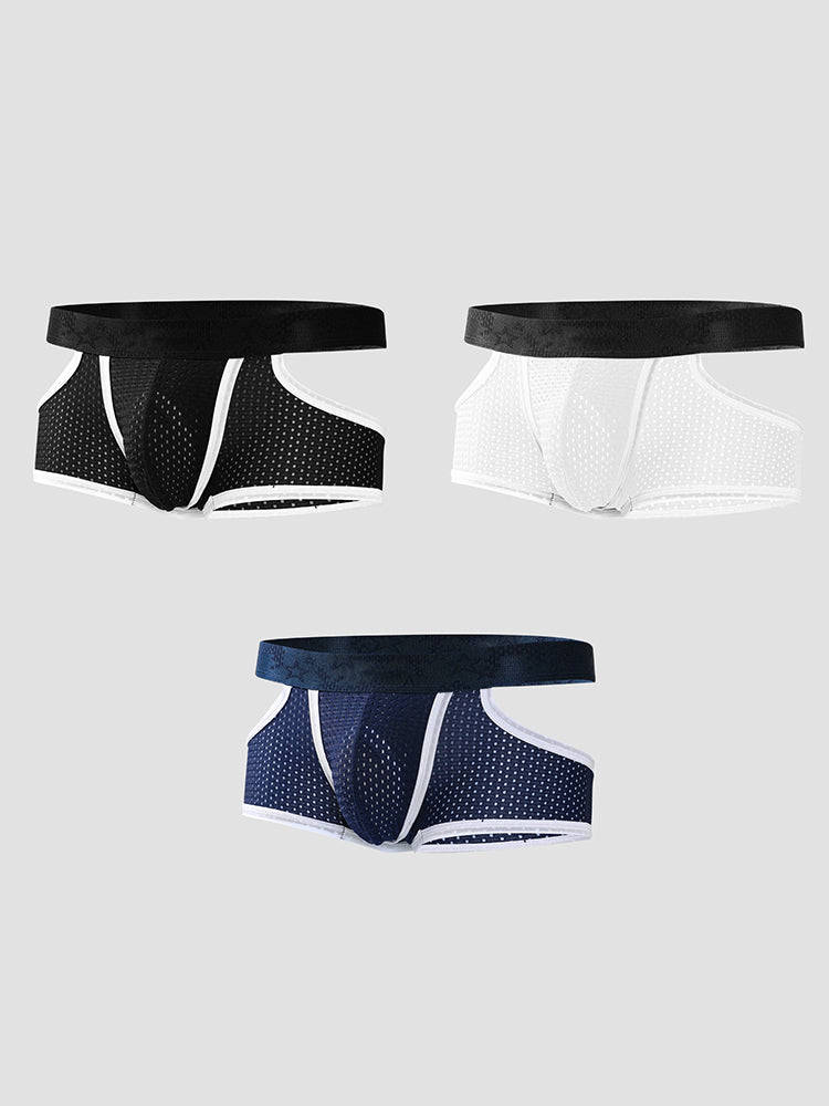 3 Pack Men's Breathable Mesh Lightweight & Airy Supportive Fit Trunks | dmunderwear detail image 2