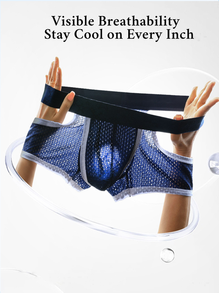 3 Pack Men's Breathable Mesh Lightweight & Airy Supportive Fit Trunks | dmunderwear detail image 7