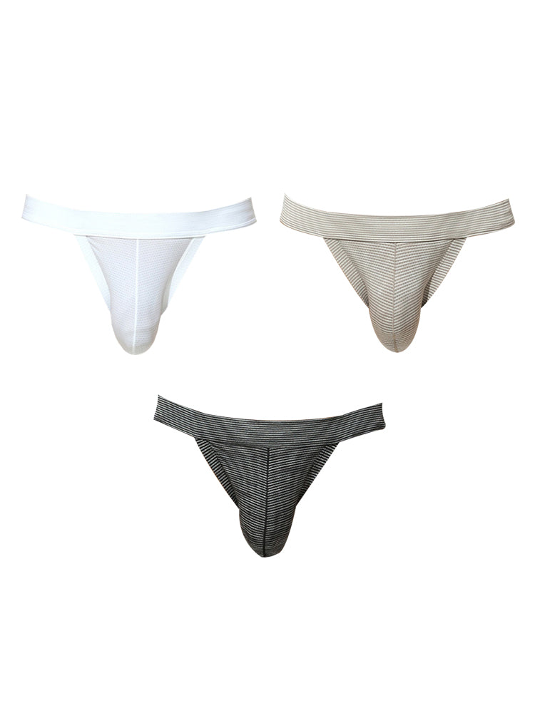 3 Pack Men's Breathable Mesh Odor-Resistant Solid Color Sexy Briefs | dmunderwear detail image 2
