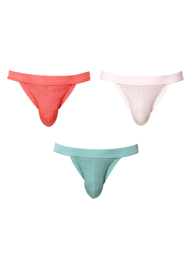 3 Pack Men's Breathable Mesh Odor-Resistant Solid Color Sexy Briefs | dmunderwear detail image 7