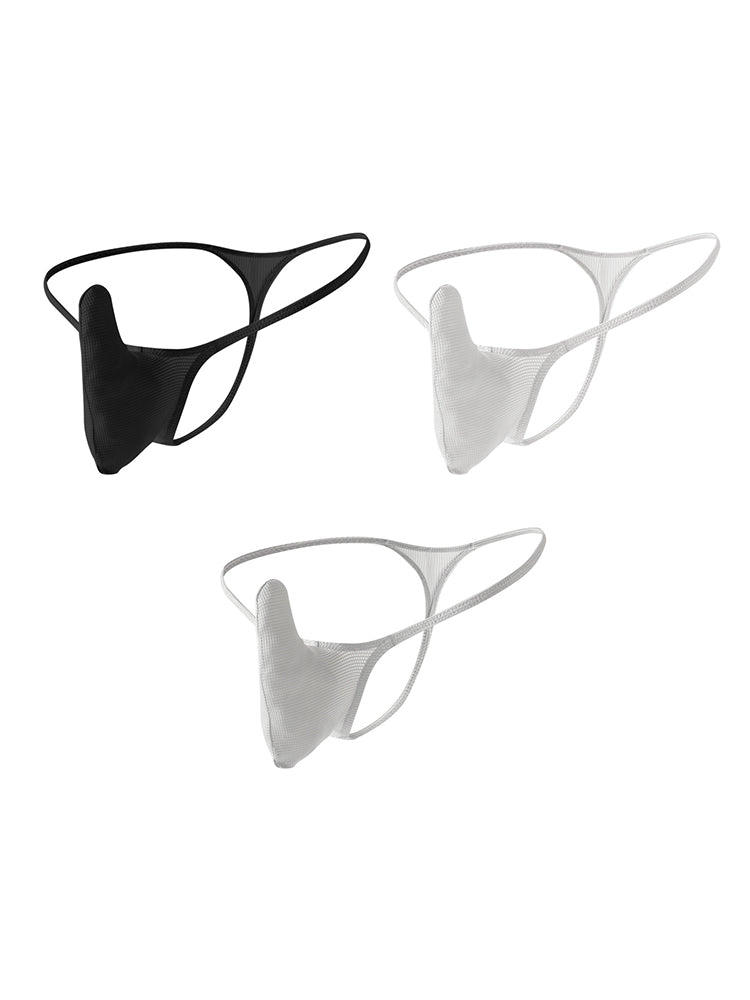 3 Pack Men's Breathable Mesh Sexy Ice Silk Strings | dmunderwear detail image 2